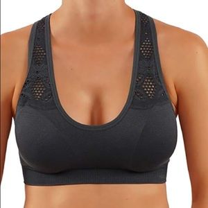 Gray scoopneck push up sports bra Racerback